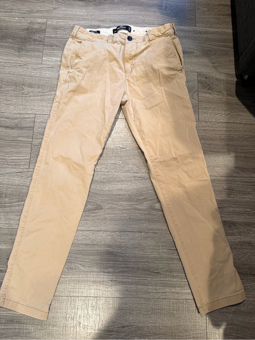 Holister Men's Khaki Chino Pants - Beige Casual Trousers